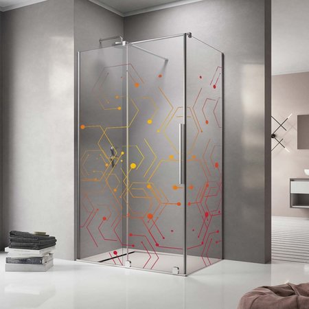 DISTINCT KITCHEN AND BATH Fixed Shower Glass with Electro Color Pattern Electro_Color_34_72